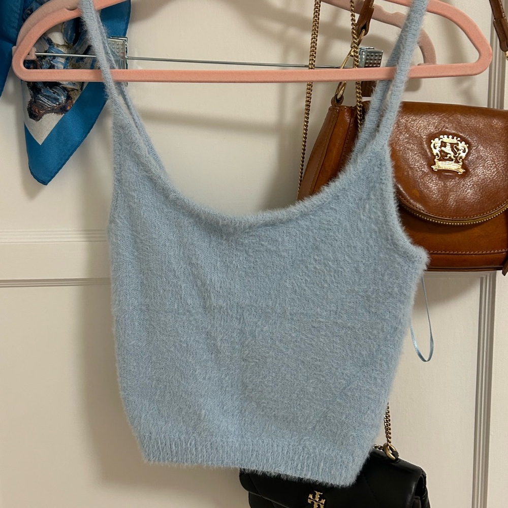Pacsun Kendall and Kylie collection fur tank in light blue